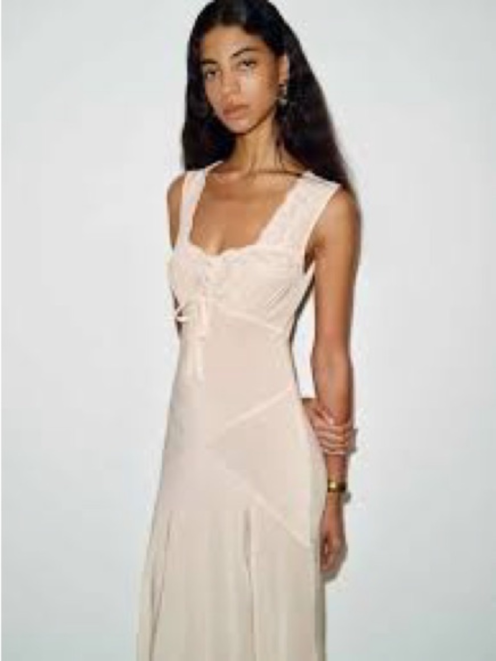 Reformation Soft Blush Lace-Trim Slip Dress